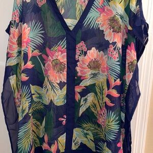 Merona Pink and Green Sleeveless Oversized Sheer Blouse